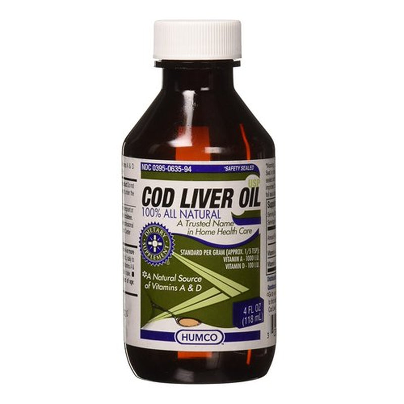 Humco 100% Natural Cod Liver Oil, Dietary Supplement, 4 Oz