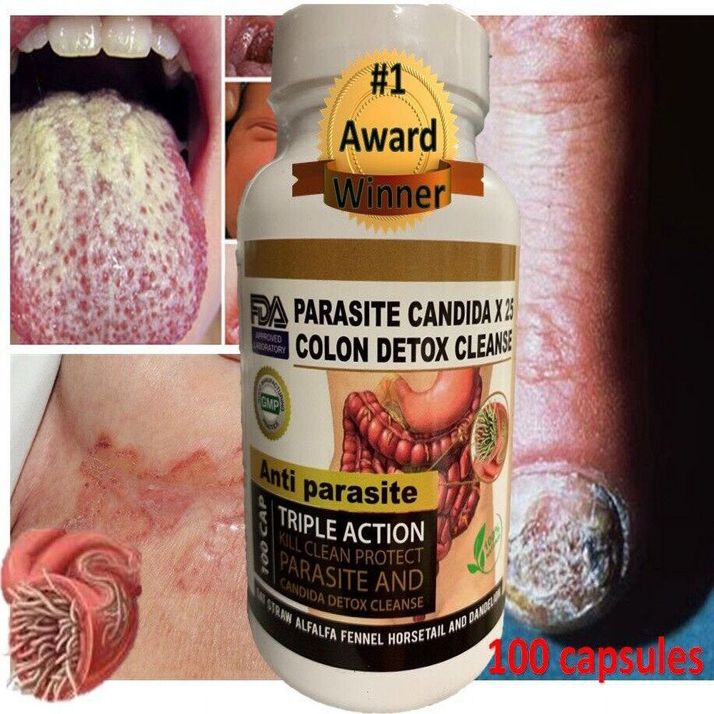 Parasite Detox Clean COLON Flush & Cleanse Parasite Cleanse Candida Support 100 Capsule