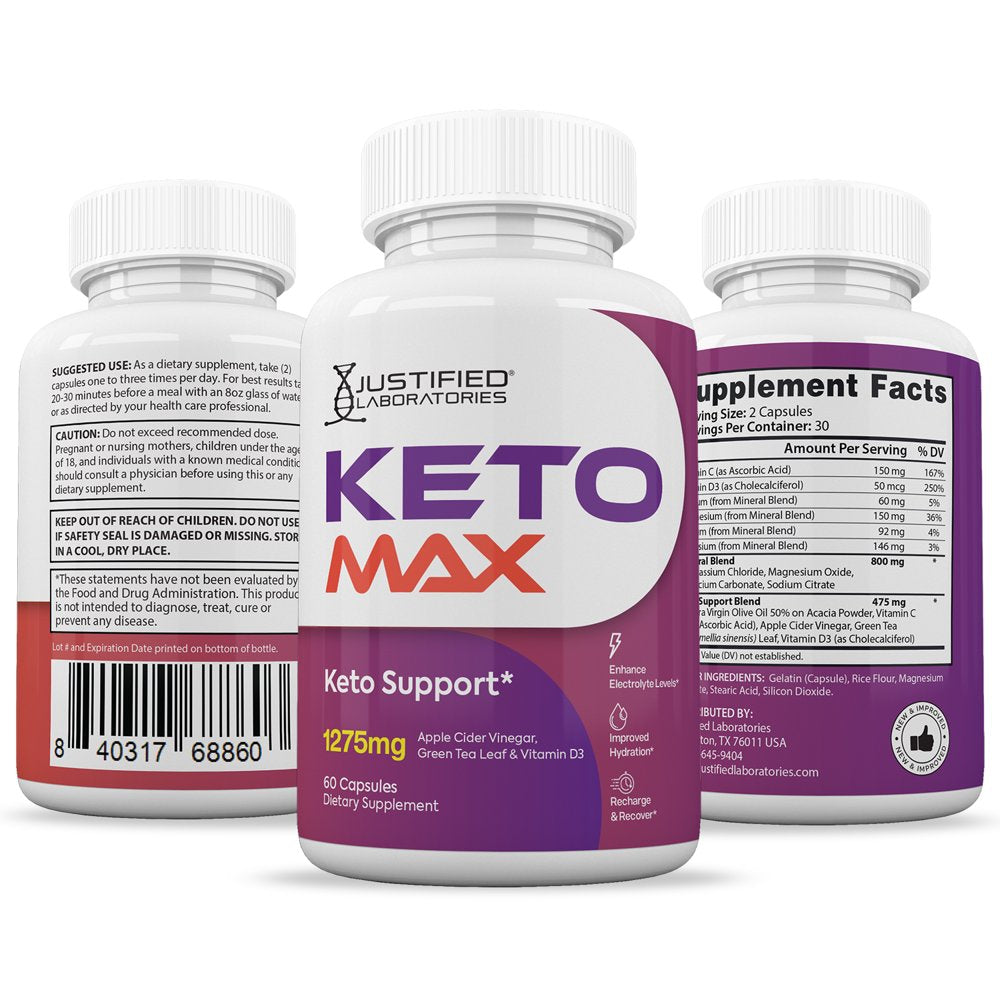 (2 Pack) Keto Max ACV Pills 1275Mg Dietary Supplement 120 Capsules