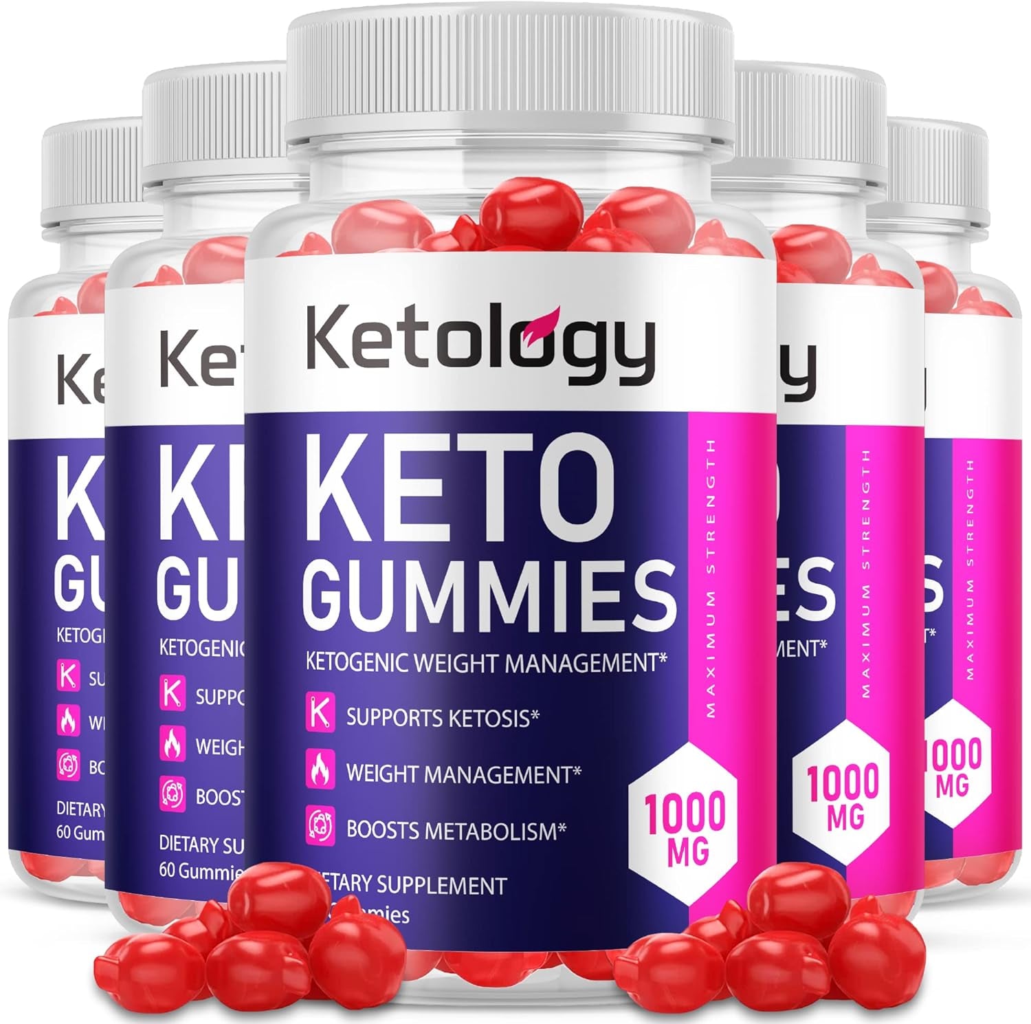 (5 Pack) Ketology Keto Gummies, Ketology Keto ACV Gummies Ketology ACV Keto Gummies with 1000Mg Apple Cider Vinegar, Vitamin B12, Vitamin B6, Beet Root Juice, Ketology Gummies Formula (300 Gummies)