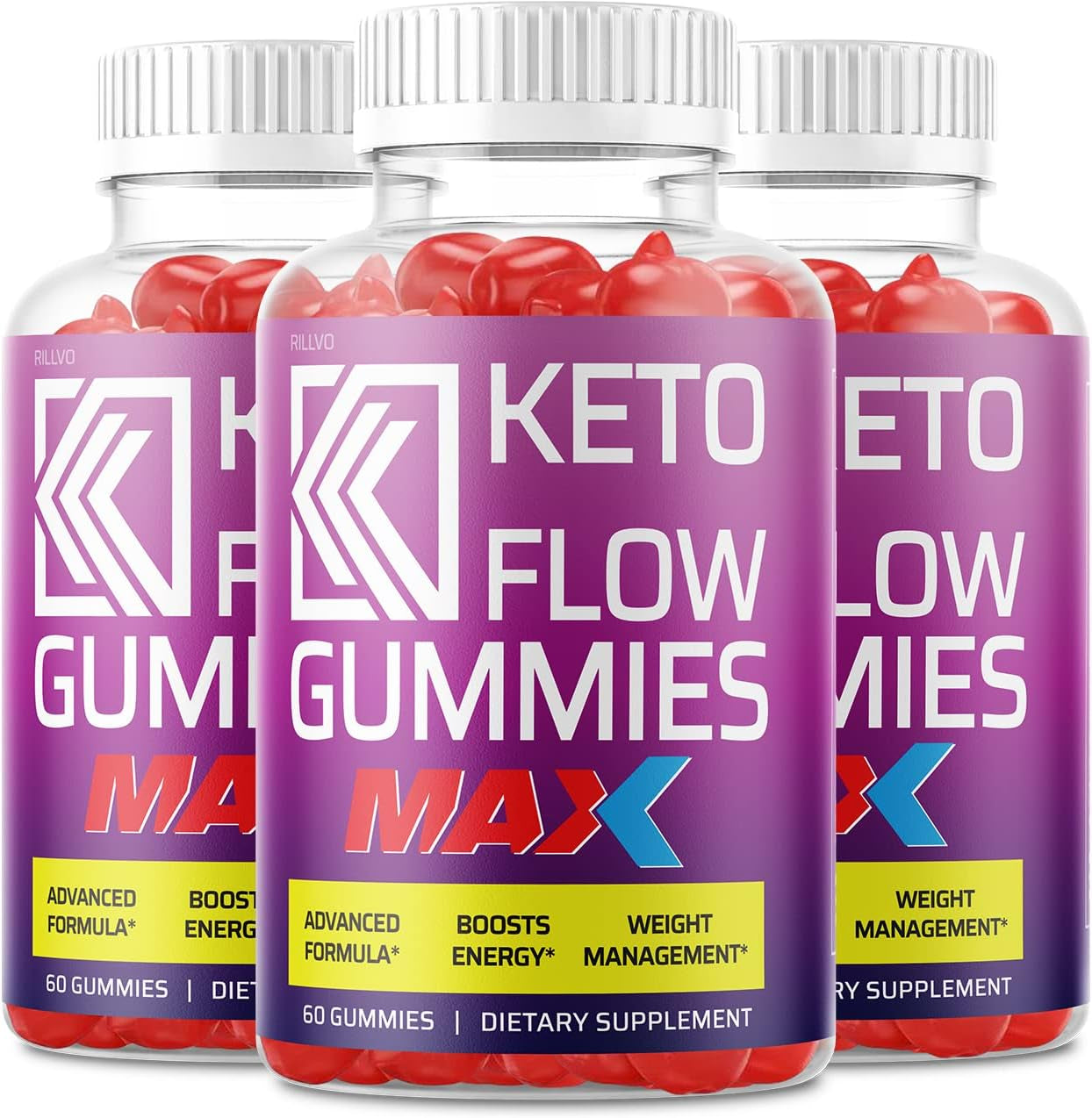 (3 Pack) Keto Flow Max Gummies Keto Flow Gummy Bears Apple Cider Vinegar Gummies Advanced Formula (180 Gummies)