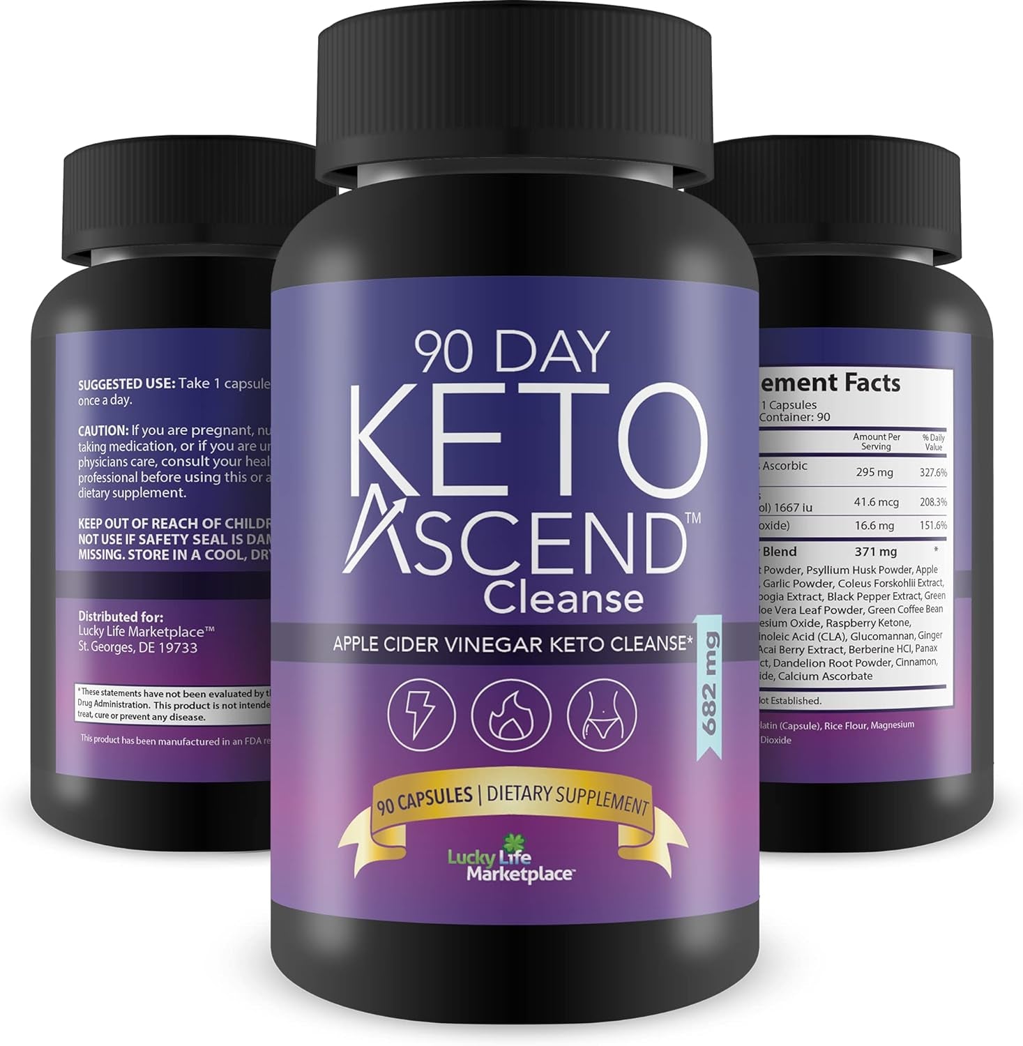 90 Day Keto Ascend - Apple Cider Vinegar Keto Cleanse - Promote Joint Health & Immune Health - All Body Cleanse with Superfood Acai - Natural Bloating Relief Aid - Digestive Support Keto Detox Cleanse