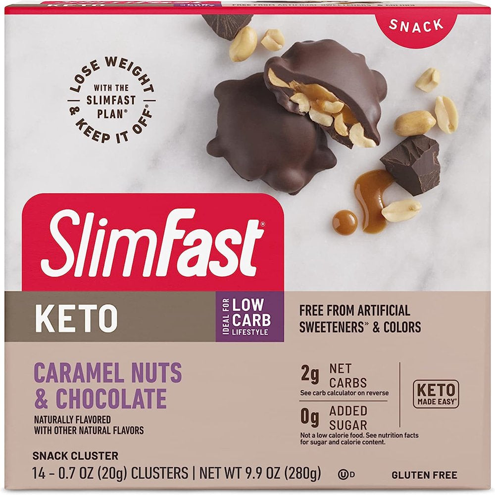 Slimfast Keto Fat Bomb Snack Clusters Caramel Nuts & Chocolate -- 14 Pieces Pack of 2