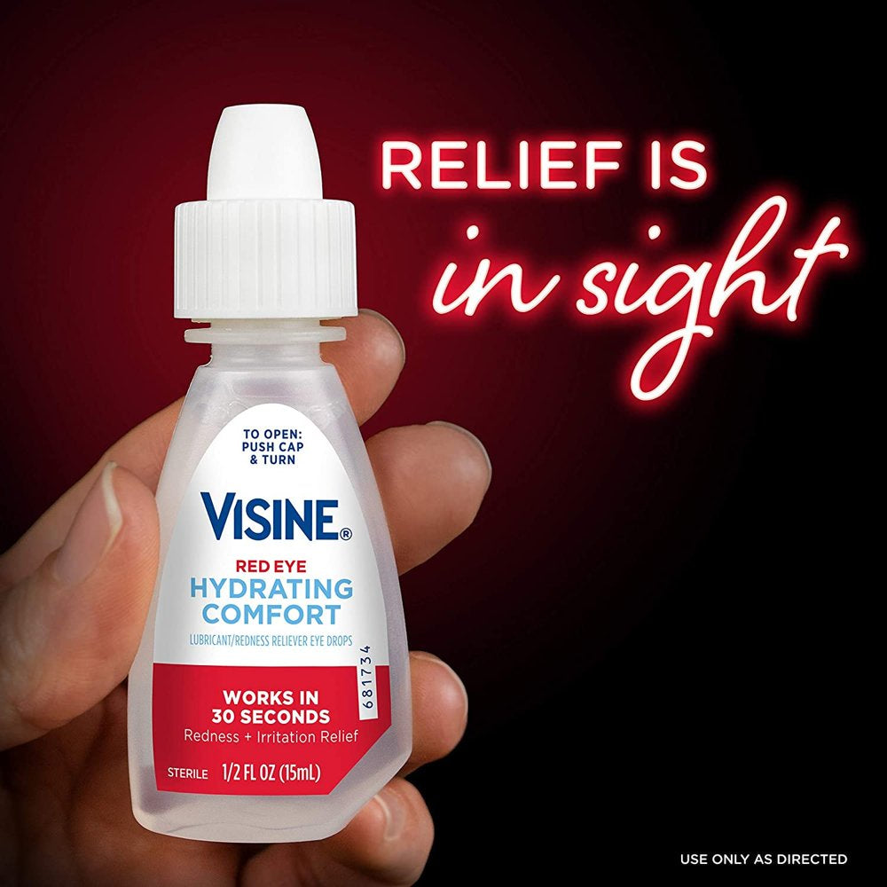 Visine Red Eye Hydrating Comfort Lubricating Eye Drops, 0.5 Fl. Oz