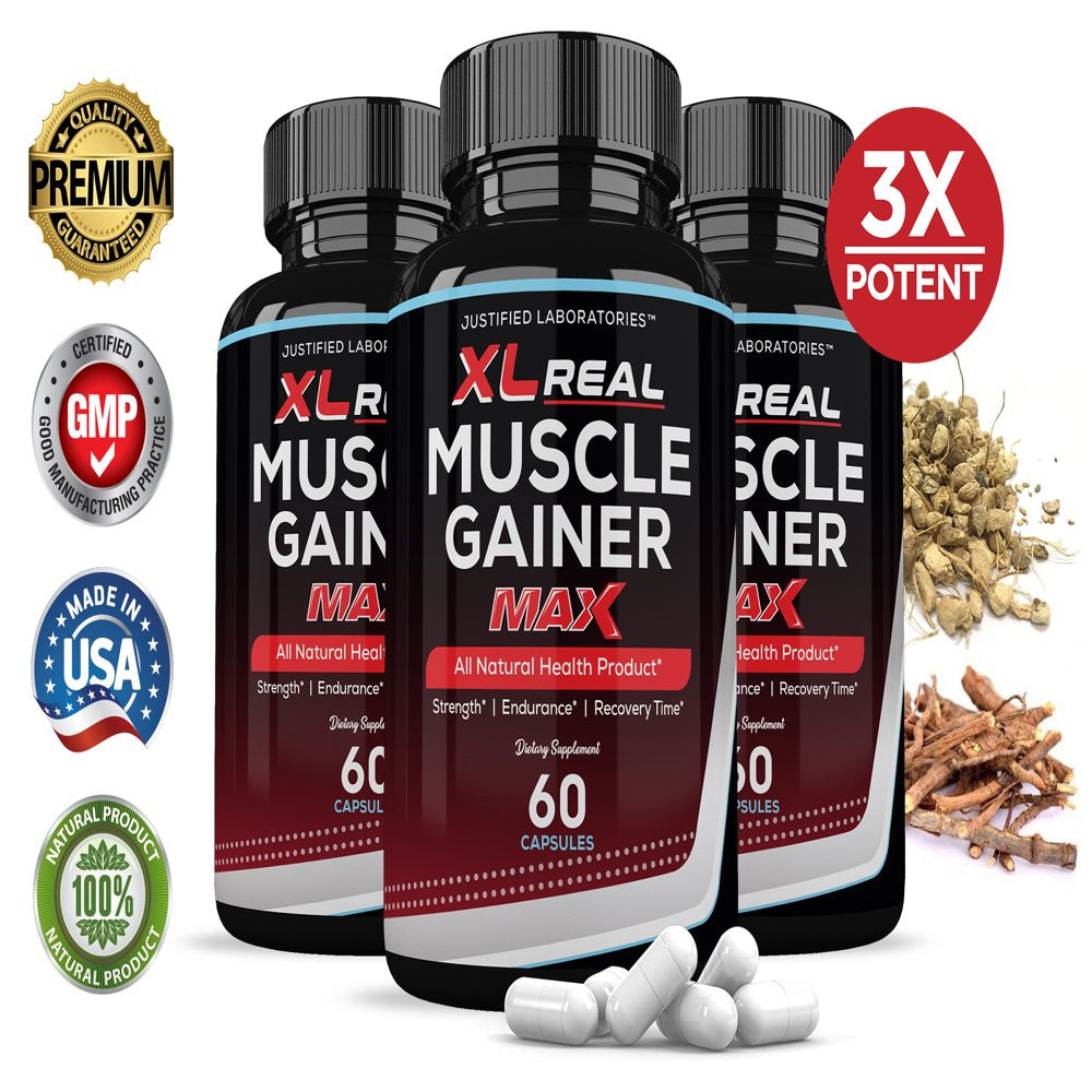 (3 Pack) XL Real Muscle Gainer Max Men’S Health Supplement 180 Capsules