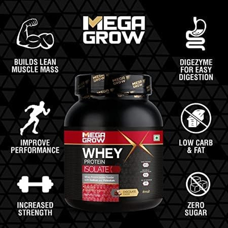 Whey Protein Powder with Shaker -Sodium & Potassium for Low Carbs & Lean Muscle | 24.87G Protein, 6G BCAA | Chocolate Flavor with No Sugar Added | Pack of 1 Kg – 32