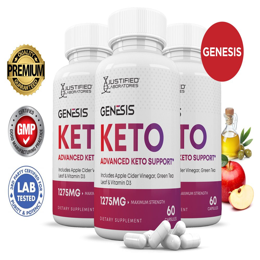 (3 Pack) Genesis Keto ACV Pills 1275Mg Alternative to Gummies Dietary Supplement 180 Capsules