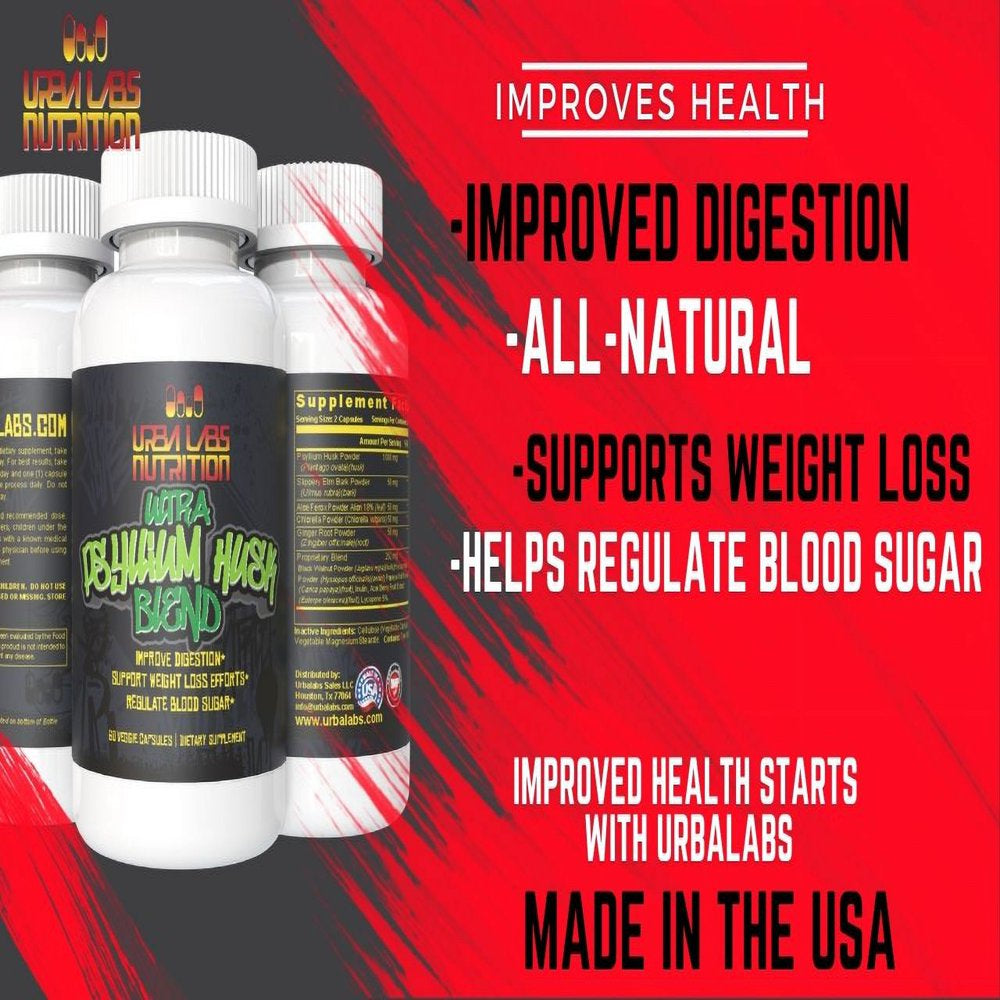 Urbalabs Ultra Psyllium Husk Premium Blend Pre Probiotic Digestive Gut Health Supplement Digestive Supplement Leaky Gut Support