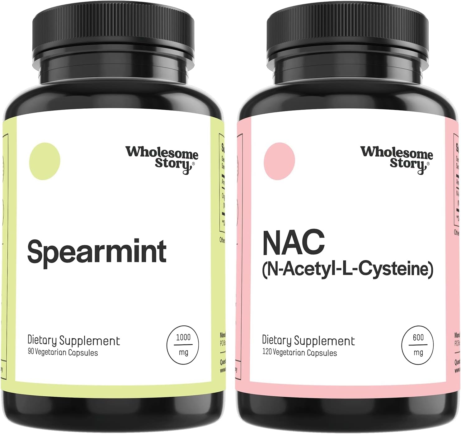 Wholesome Story Organic Spearmint Capsules & NAC Supplement N-Acetyl Cysteine 600 Mg | 30 & 120 Day Supply