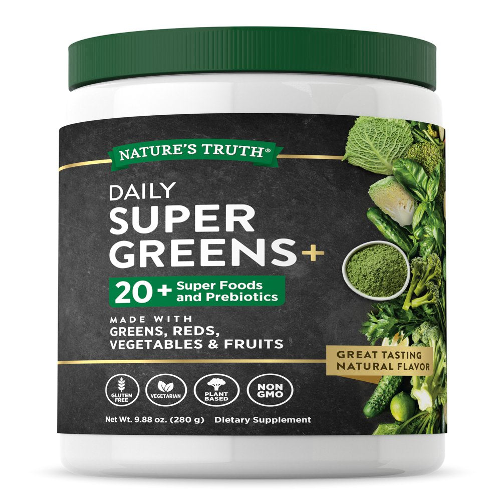 Greens Powder 9.88 Oz | 20 + Raw Superfoods, Prebiotics and Antioxidants | Vegetarian, Non-Gmo, Gluten Free Supplement | by Nature'S Truth