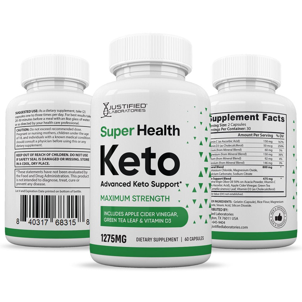 (3 Pack) Super Health Keto ACV Pills 1275Mg Alternative to Gummies Dietary Supplement 180 Capsules