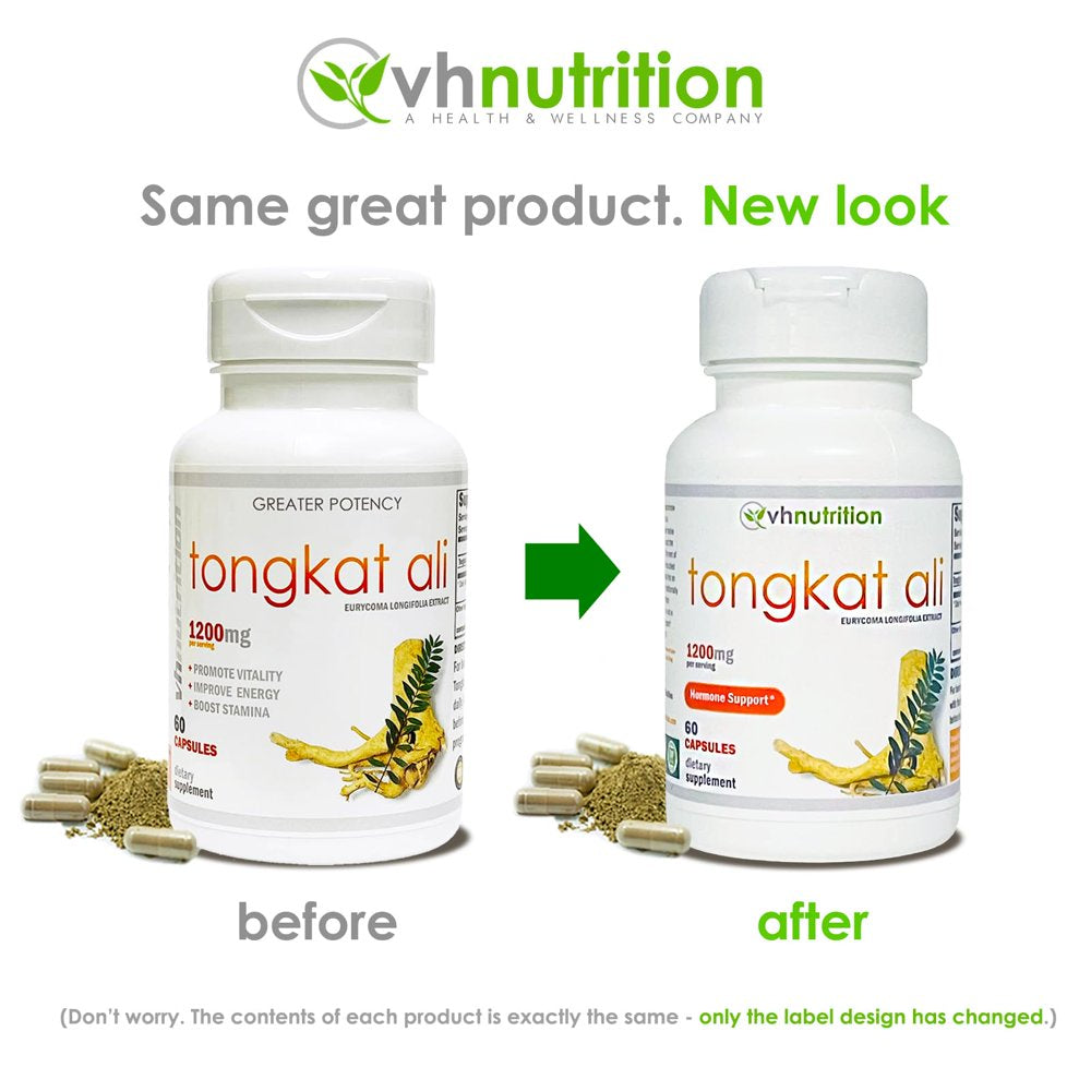 VH Nutrition TONGKAT ALI for Men | Extra Strength Mens Support Supplement* | 1200Mg per Serving | Pure Eurycoma Longifolia (Longjack) Extract Powder | 60 Capsules