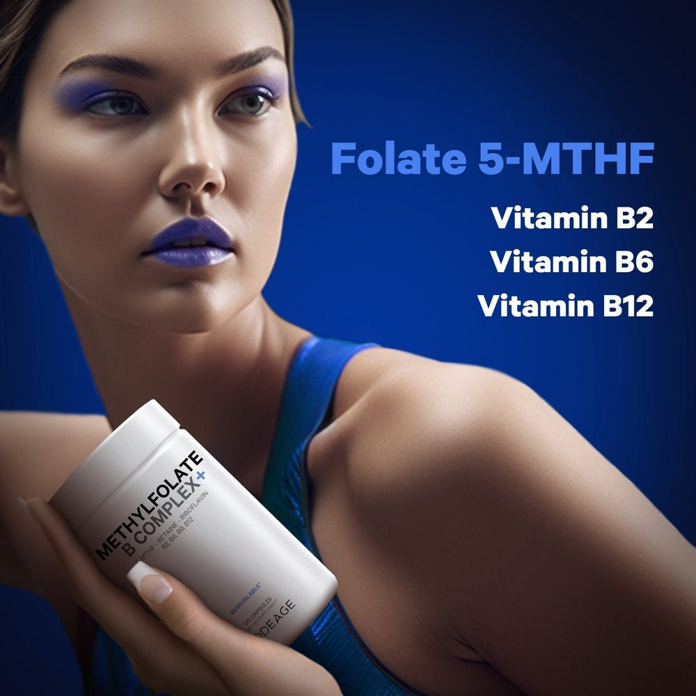 Codeage Methylfolate B Complex, Riboflavin, 2-Month Supply, Vitamins B6 & B12, 5 MTHF, Methylation, 120 Ct