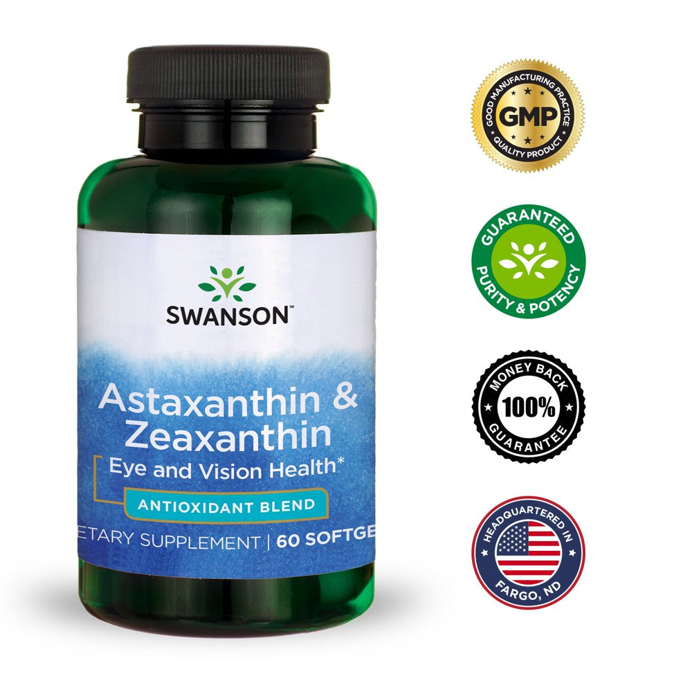 Swanson Astaxanthin and Zeaxanthin Softgels, 8 Mg, 60 Count