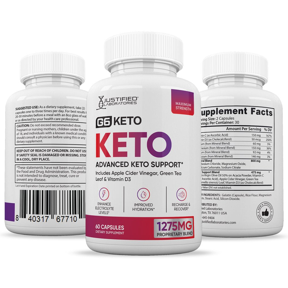 (3 Pack) G6 Keto ACV Pills 1275Mg Alternative to Gummies Dietary Supplement 180 Capsules