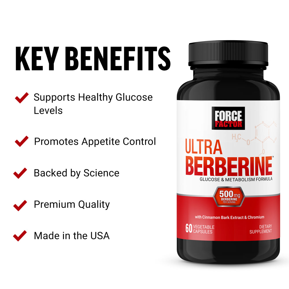 Ultra Berberine - Glucose & Metabolism Dietary Supplement - 60 Vegetable Capsules