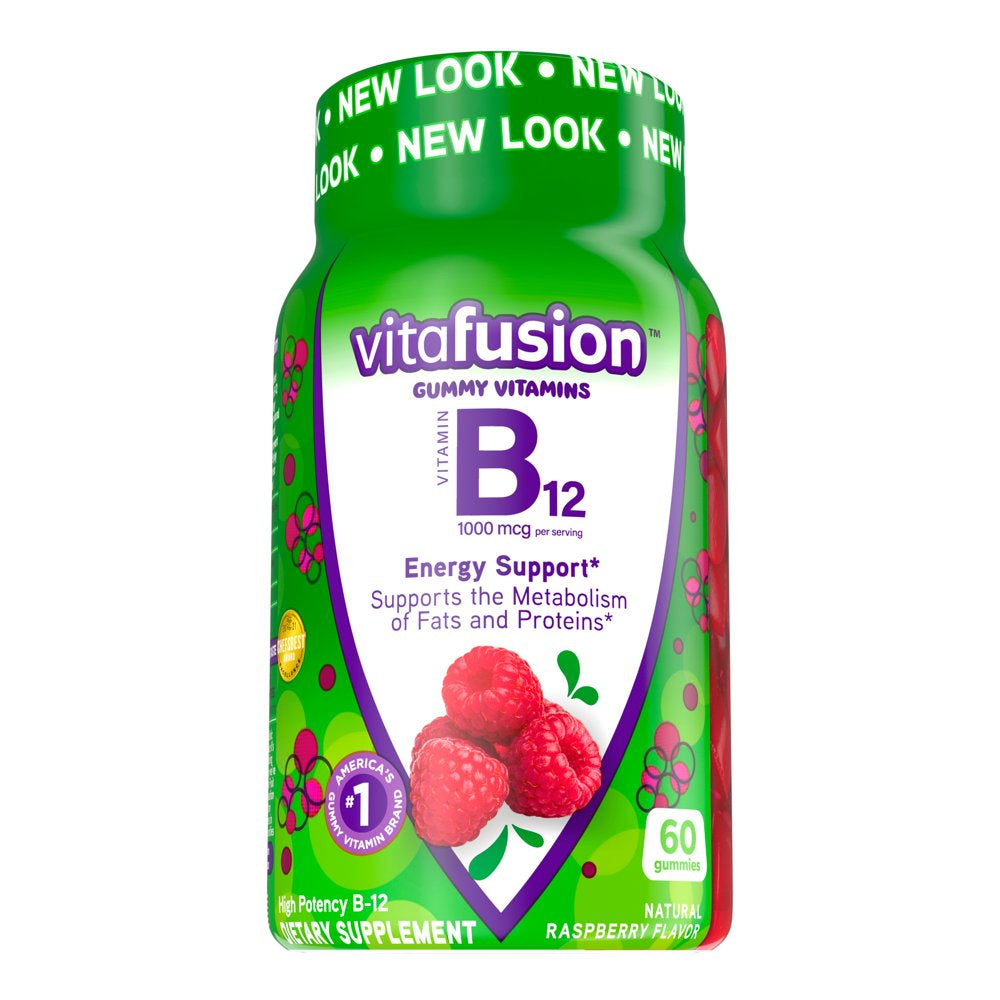 Vitafusion B12 Gummy Vitamins, Delicious Raspberry Flavor, 60Ct (30 Day Supply)