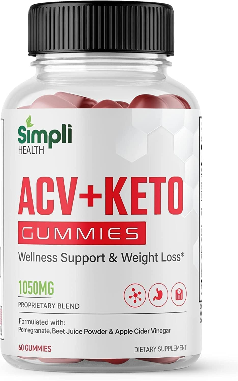 Keto BHB Real (1 Pack) Simpli ACV plus Keto Gummies, 60 Count, 60 Count (Pack of 1)