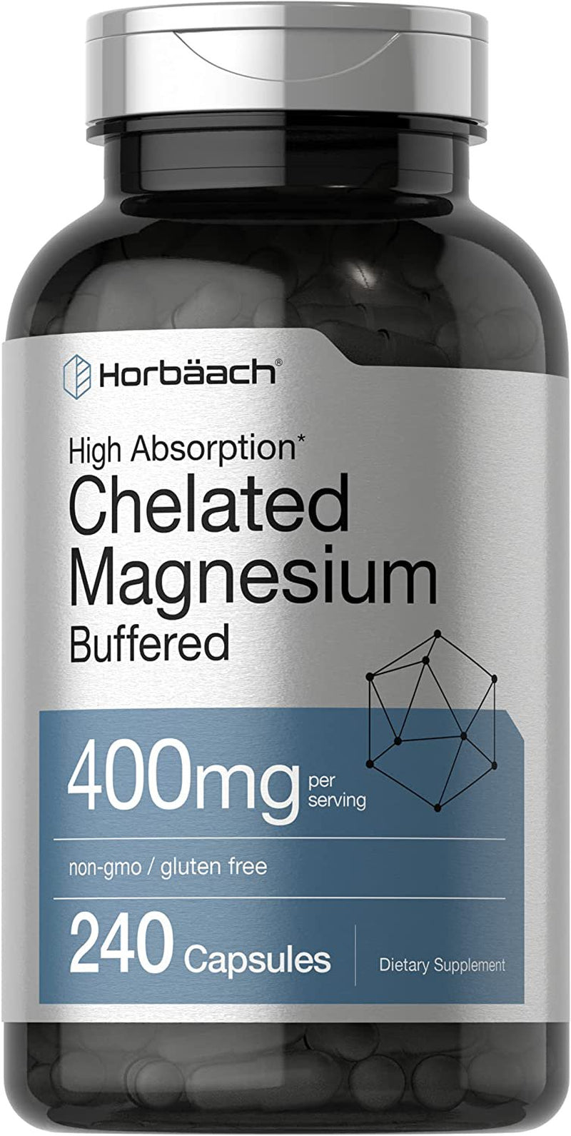 Chelated Magnesium | 400Mg | 240 Capsules | by Horbaach