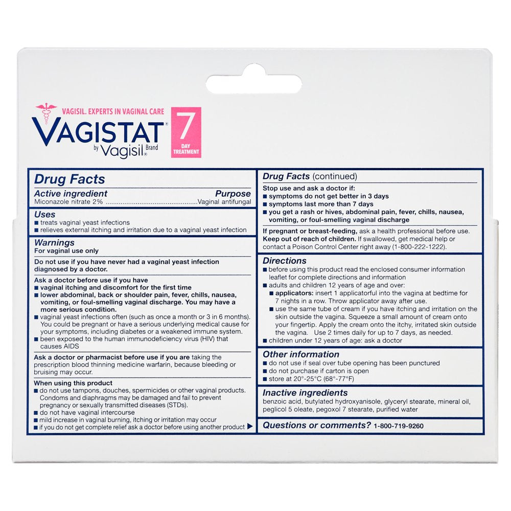 Vagistat Vaginal Antifungal 7-Day Yeast Infection Treatment Cream, 1.59 Oz