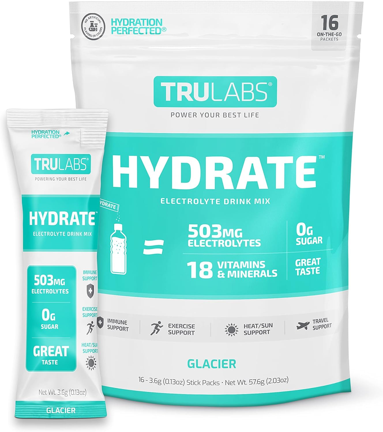 Trulabs Hydrate Glacier, Hydration Electrolyte Powdered Drink Mix