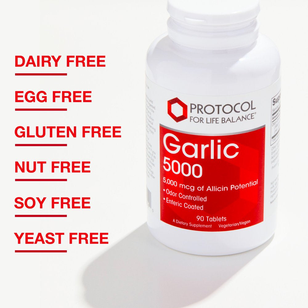 Protocol Garlic 5000 - 5,000 MCG Allicin - Enteric Coated - Odor Controlled - 90 Tabs