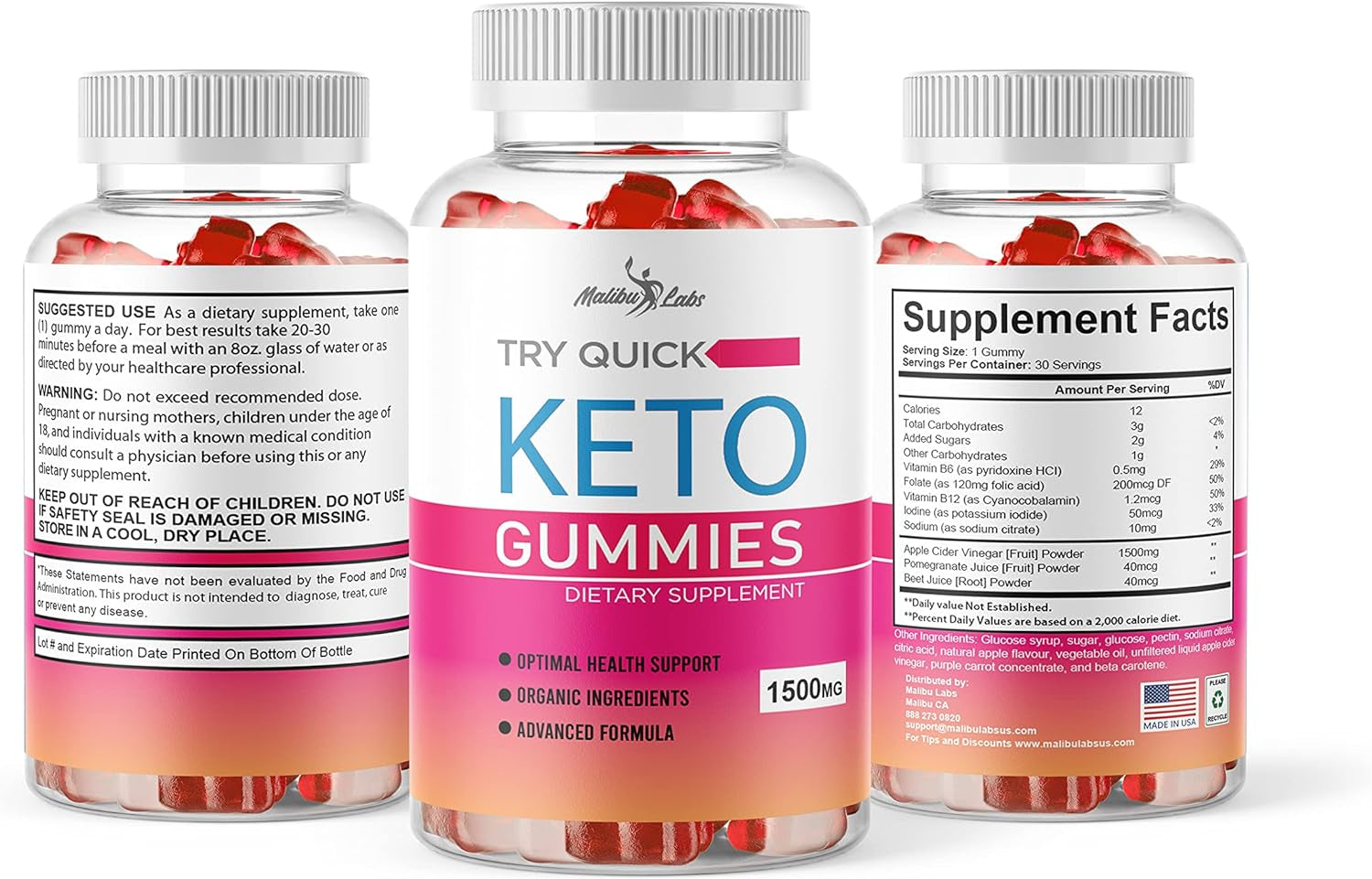 Try Quick Keto ACV Gummies for Weight Loss - 1500Mg Once a Day, New Strong Time Released Advanced Ketogenic Formula - Premium Apple Cider Vinegar Ketosis Shark Gummies(3 Pack) 90 Day Supply Tank