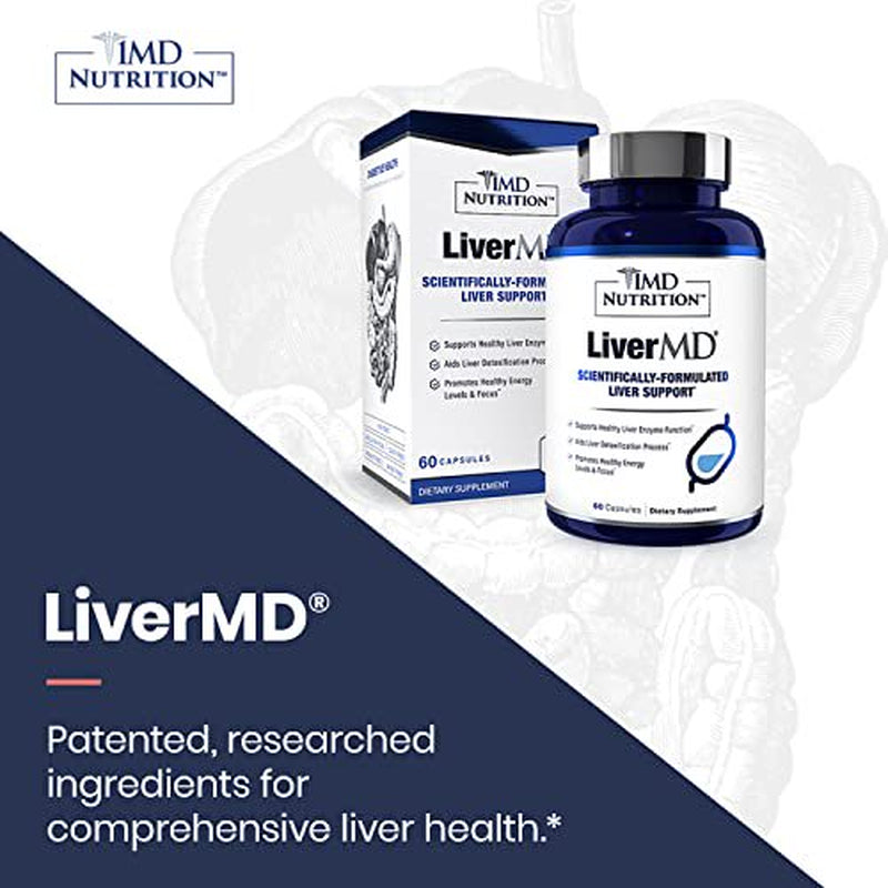 1MD Livermd - Liver Support Supplement | Siliphos Milk Thistle Extract - Highly Bioavailable, for Liver Support | 60 Capsules