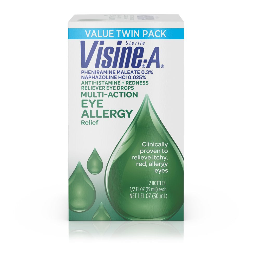 Visine-A Multi-Action Eye Allergy Relief Eye Drops, 0.5 Fl. Oz, 2 Pack