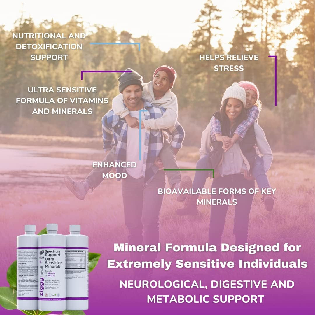 ZIGGYHEALTH Spectrum Support Ultra Sensitive Minerals - Liquid Formula for Kids Adults & Seniors, Brain Focus Supplement, Digestive & Metabolic Support, Herb Free, Detox Gut Health, Vegan (16 Oz)