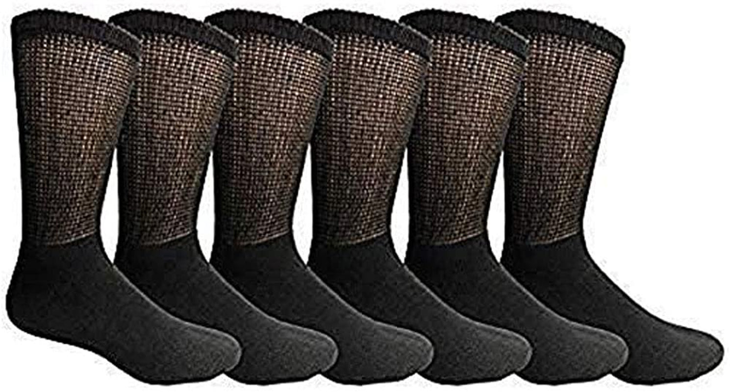 Yacht & Smith 6 Pack of Diabetic Nephropathy and Edema Ankle or Crew Socks for Men Ring Spun Cotton Size 10-13