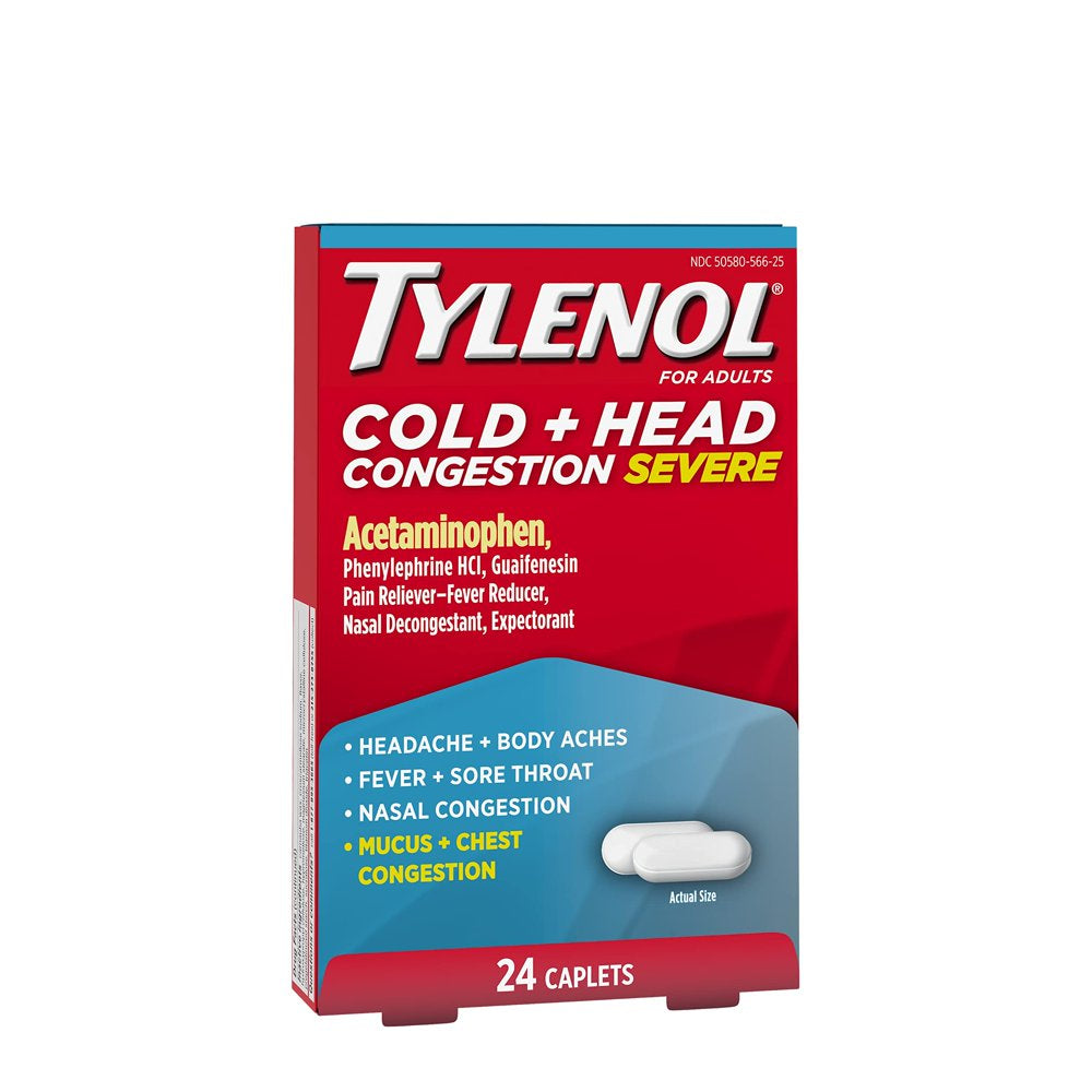 Tylenol Cold + Head Congestion Severe Medicine Caplets, 24 Ct.