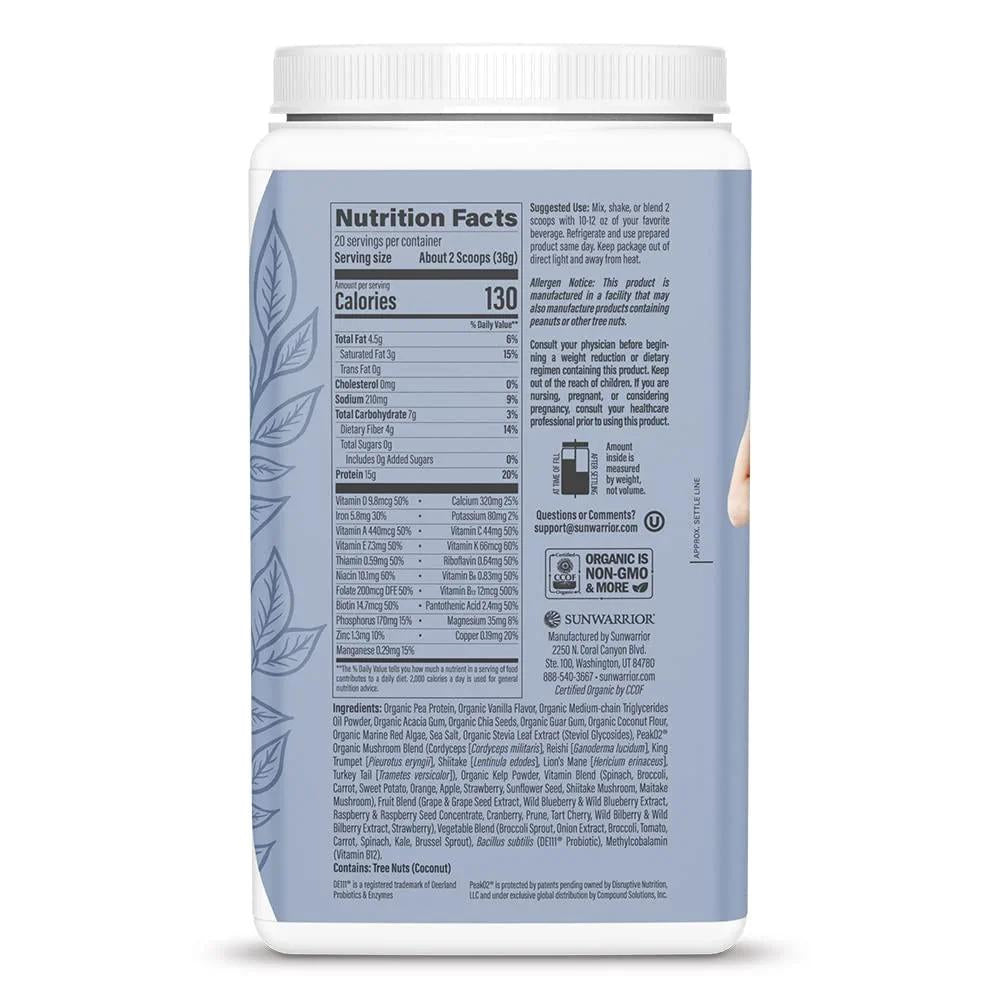 Sunwarrior Lean Vegan Vanilla Protein Powder | Plant-Based Superfood Shake, Vanilla, 720G
