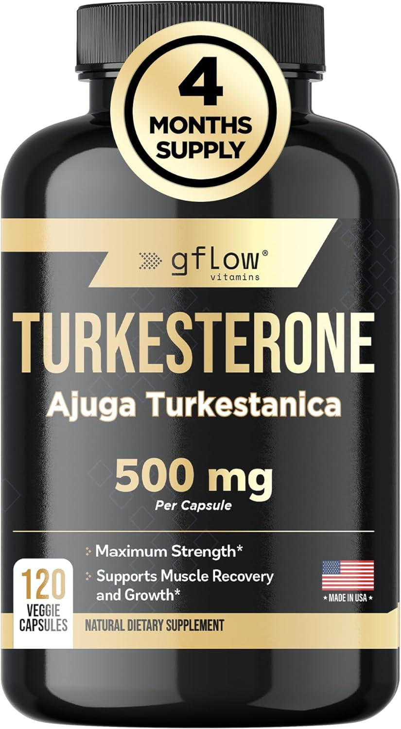 Turkesterone - 500 Mg (Ajuga Turkestanica Extract Std. to 10% Turkesterone) Similar to Ecdysterone - Promotes Strength, Endurance, Muscle Growth - Highly Bioavailable & Plant Based - 4 Months Supply