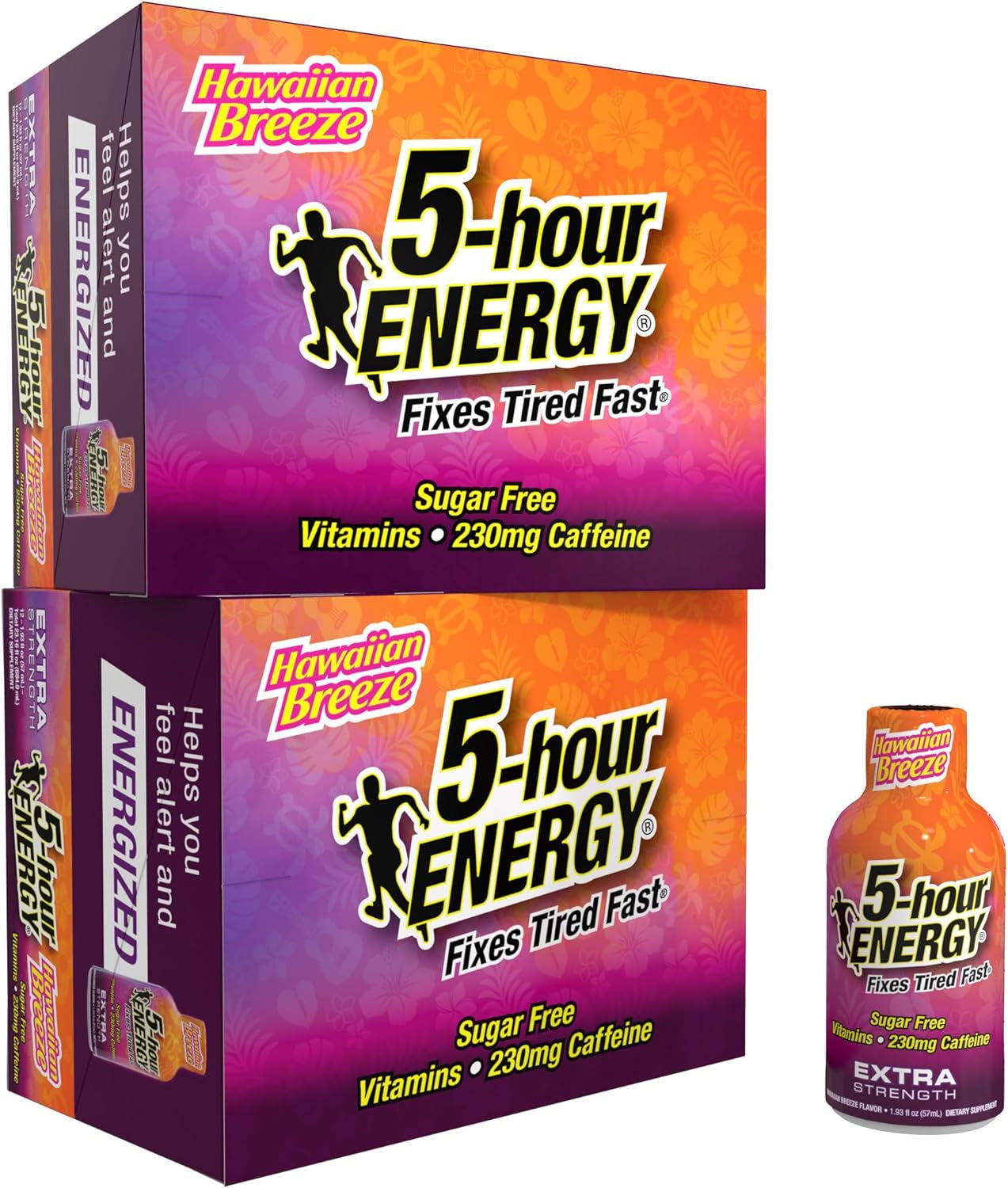 5-Hour ENERGY Extra Strength Energy Shot | Hawaiian Breeze Flavor | 1.93 Oz. | 24 Count | Sugar-Free & Zero Calories | B-Vitamins & Amino Acids | 230Mg Caffeinated Energy Shot | Dietary Supplement