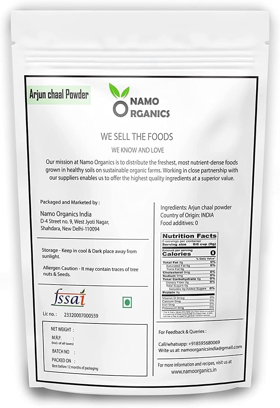 Organic Arjun Ki Chaal Powder - 500 Gm - Terminalia Arjuna - Double Filtered 100% Arjun Bark Fine Powder