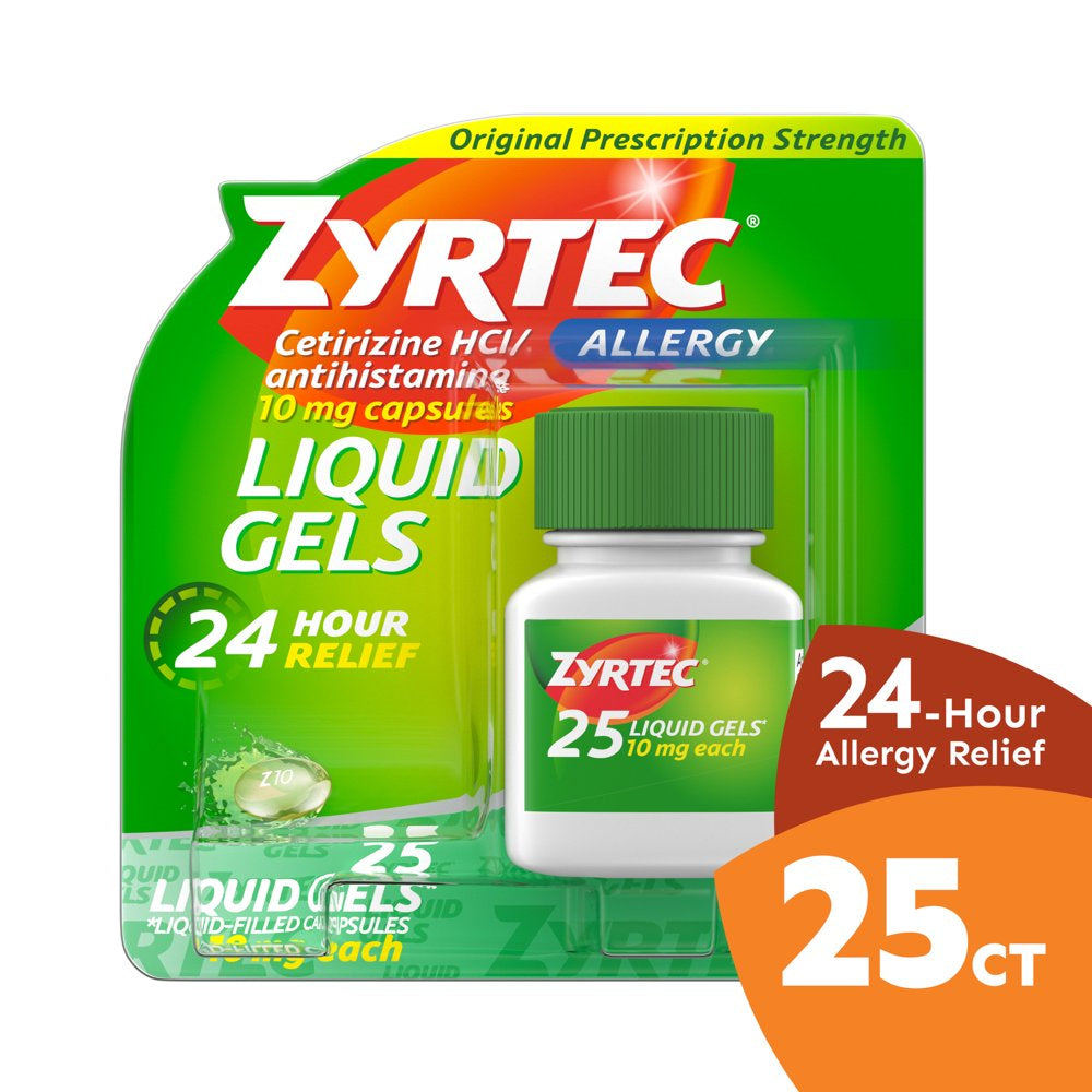 Zyrtec 24 Hour Allergy Relief Antihistamine Capsules, 25Ct