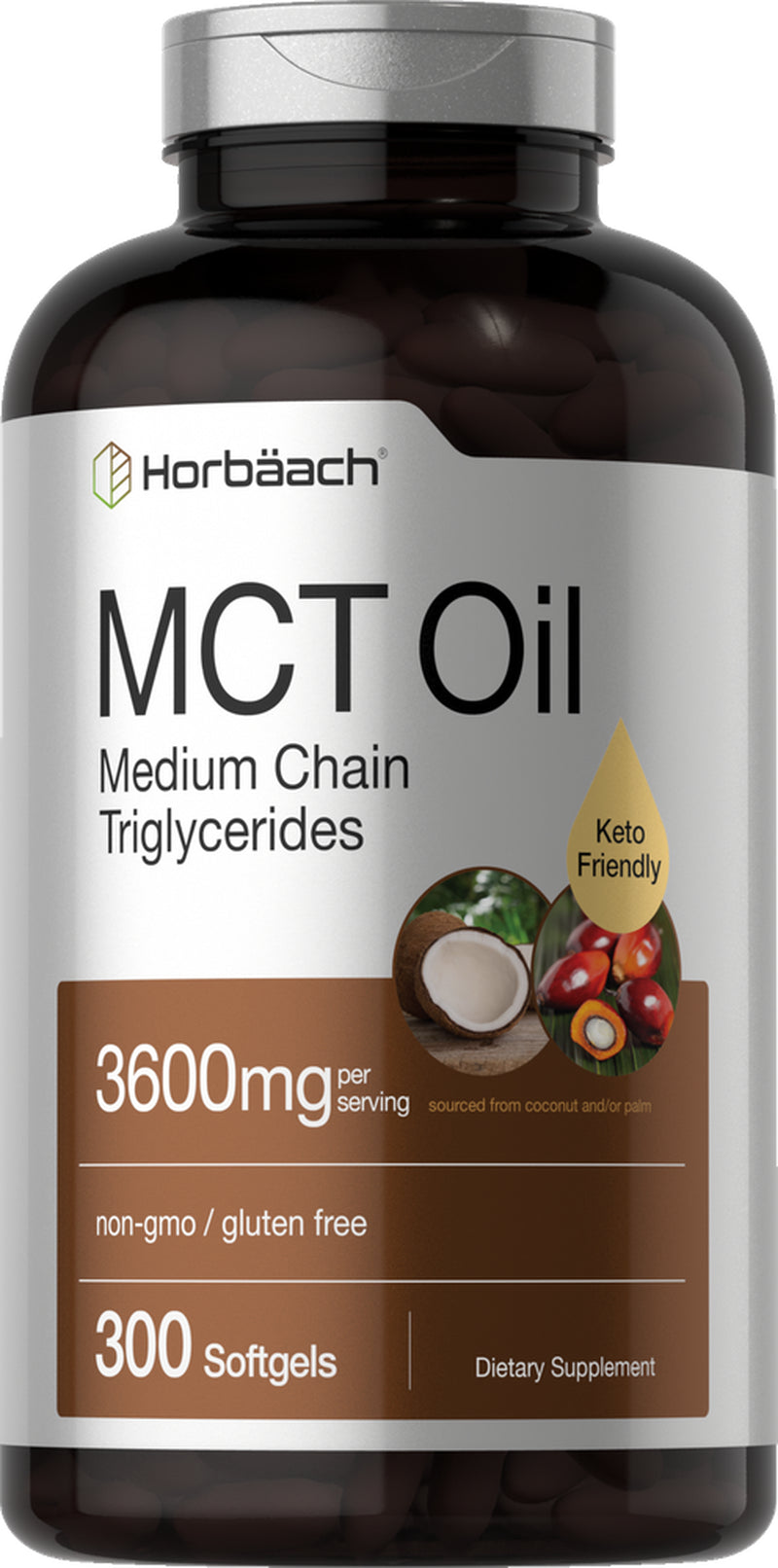 Keto MCT Oil | 3600 Mg | 300 Softgels | Coconut Oil Pills | by Horbaach