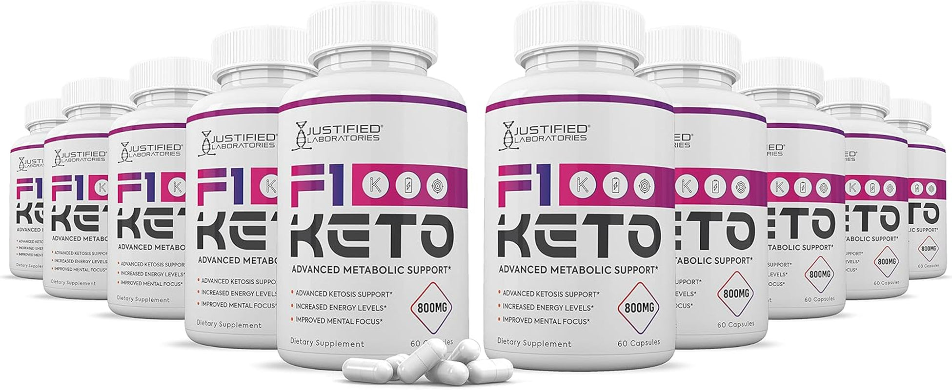 (10 Pack) F1 Keto Now 800MG Includes Gobhb Exogenous Ketones Advanced Ketosis Support for Men Women 600 Capsules