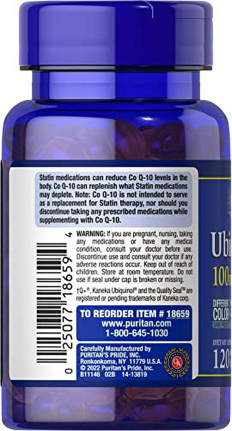 Puritan'S Pride Ubiquinol 100Mg, Supports Heart Health,120 Softgels