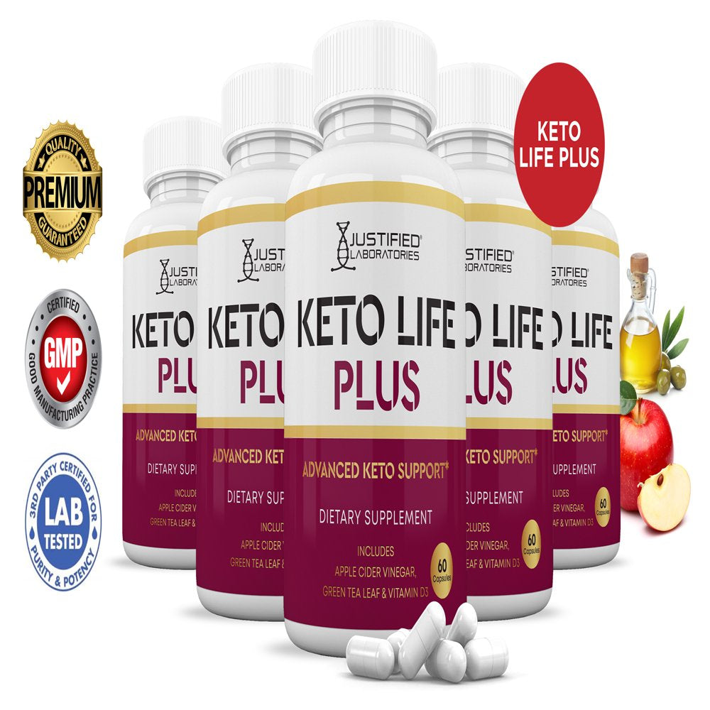 (5 Pack) Keto Life plus Keto ACV Pills 1275Mg Dietary Supplement 300 Capsules