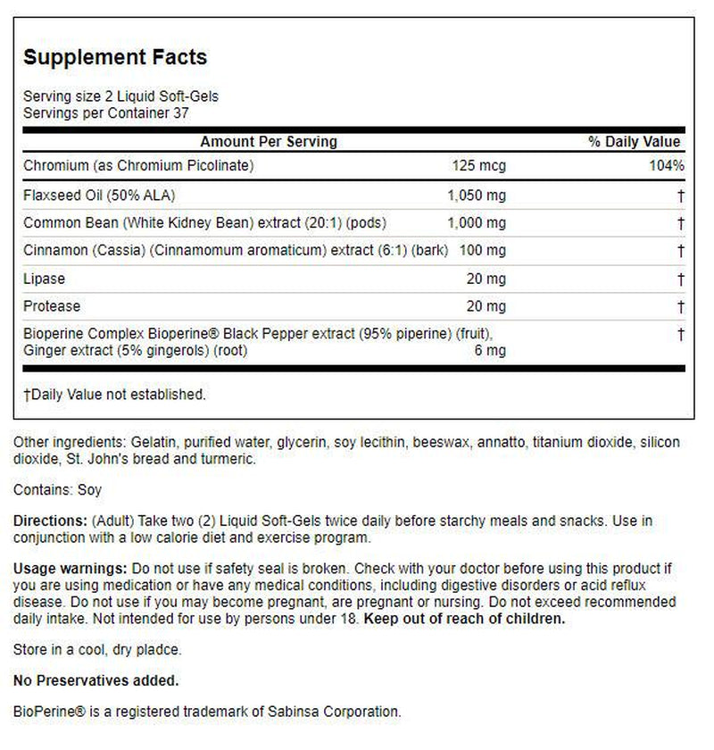 3-In-1 Carb Blocker Maximum Strength (75 Liquid Soft-Gels)