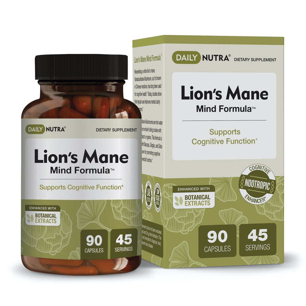 Lion’S Mane Mind Formula by Dailynutra - Nootropic Supplement for Cognitive Brain Health | Organic Mushroom Extract with Bacopa, Gingko, and Gota Kola (90 Capsules)