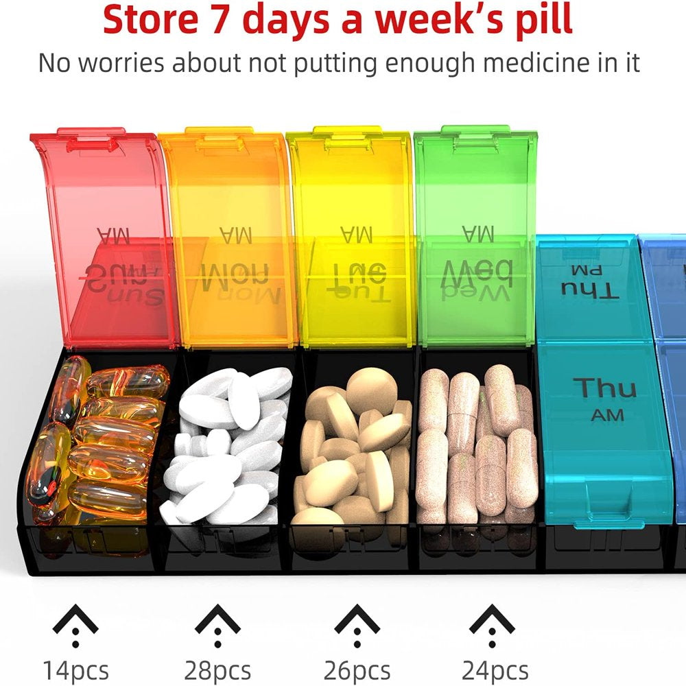 Zoksi Extra Large Pill Organizer 2 Times a Day, Weekly XL AM PM Pill Case, 7 Day Pill Box Twice a Day, Oversized Daily Medicine Organizer for Vitamins, Big Pill Container