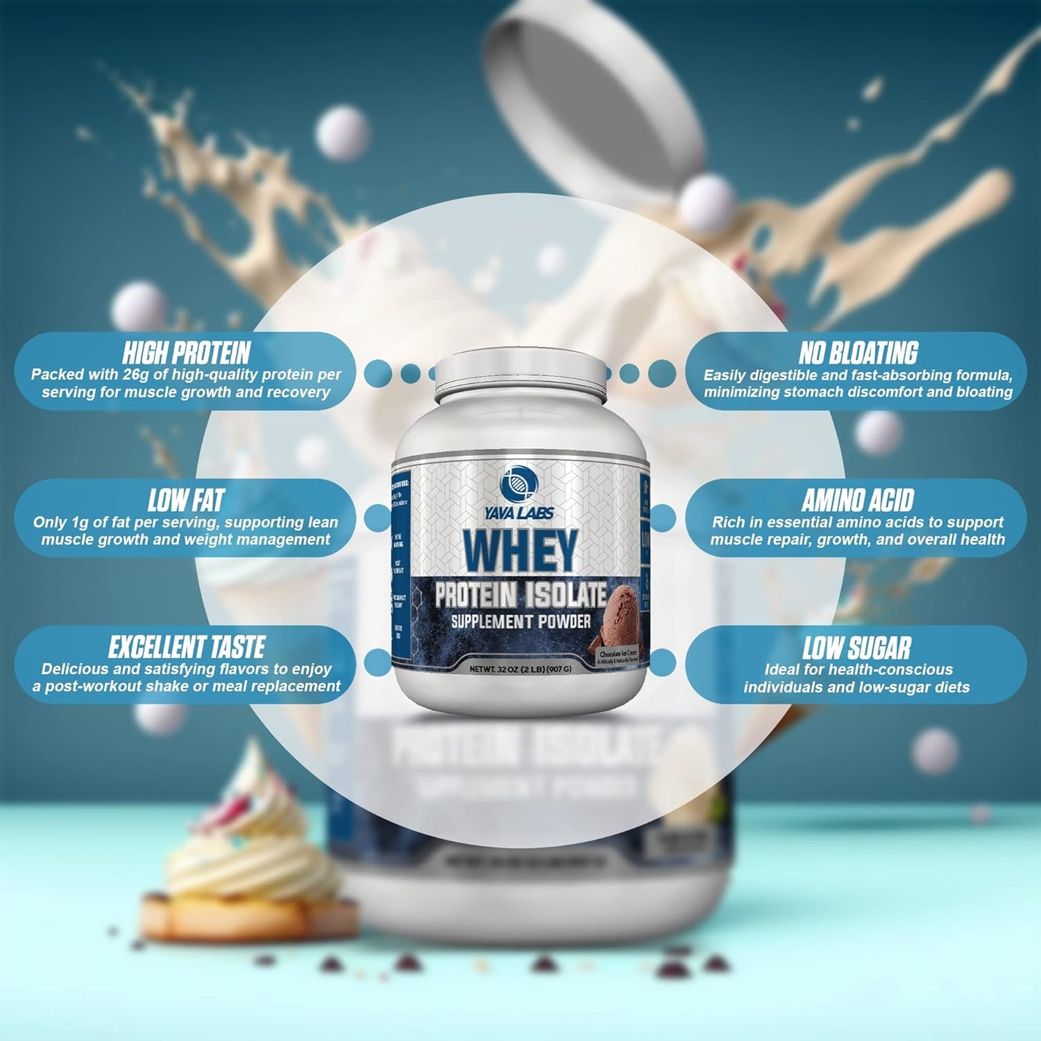 Yava Labs Isolate Whey Protein 2LBS (Chocolate Ice Cream)