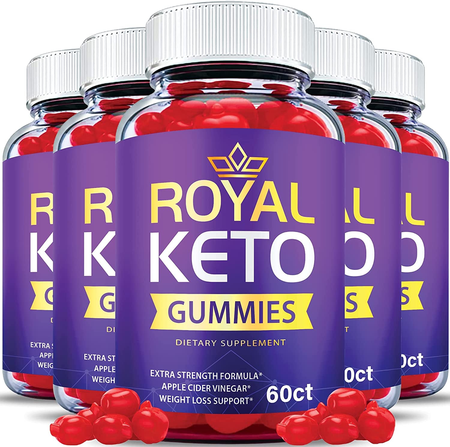 (5 Pack) Royal Keto Gummies - Official Formula, Vegan - Royal Keto Gummy Advanced Strength Formula 1000Mg Apple Cider Vinegar Gummies with Beet Root Juice, Vitamin B12, VB6 ACV Keto (300 Gummies)