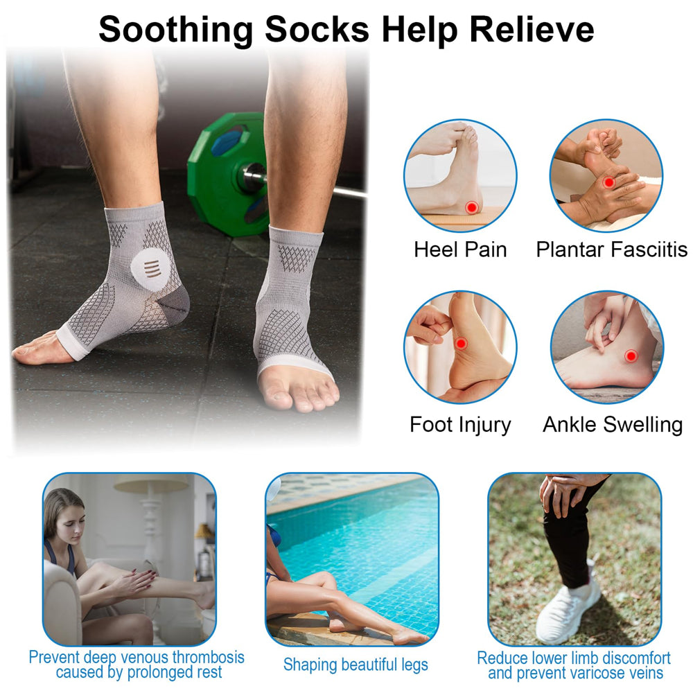 3Pairs Neuropathy Socks Soothe Relief Compression Socks 20-30 Mmhg - Comprex Ankle Sleeves for Arch Support, Achilles Tendonitis, Foot Pain Relief