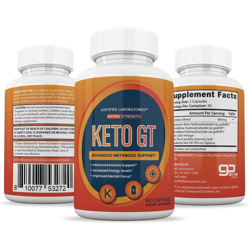 (2 Pack) Keto GT Advanced Includes Apple Cider Vinegar Gobhb Exogenous Ketones Keto Pills Supplement Premium Ketosis Support for Men Women 120 Capsules