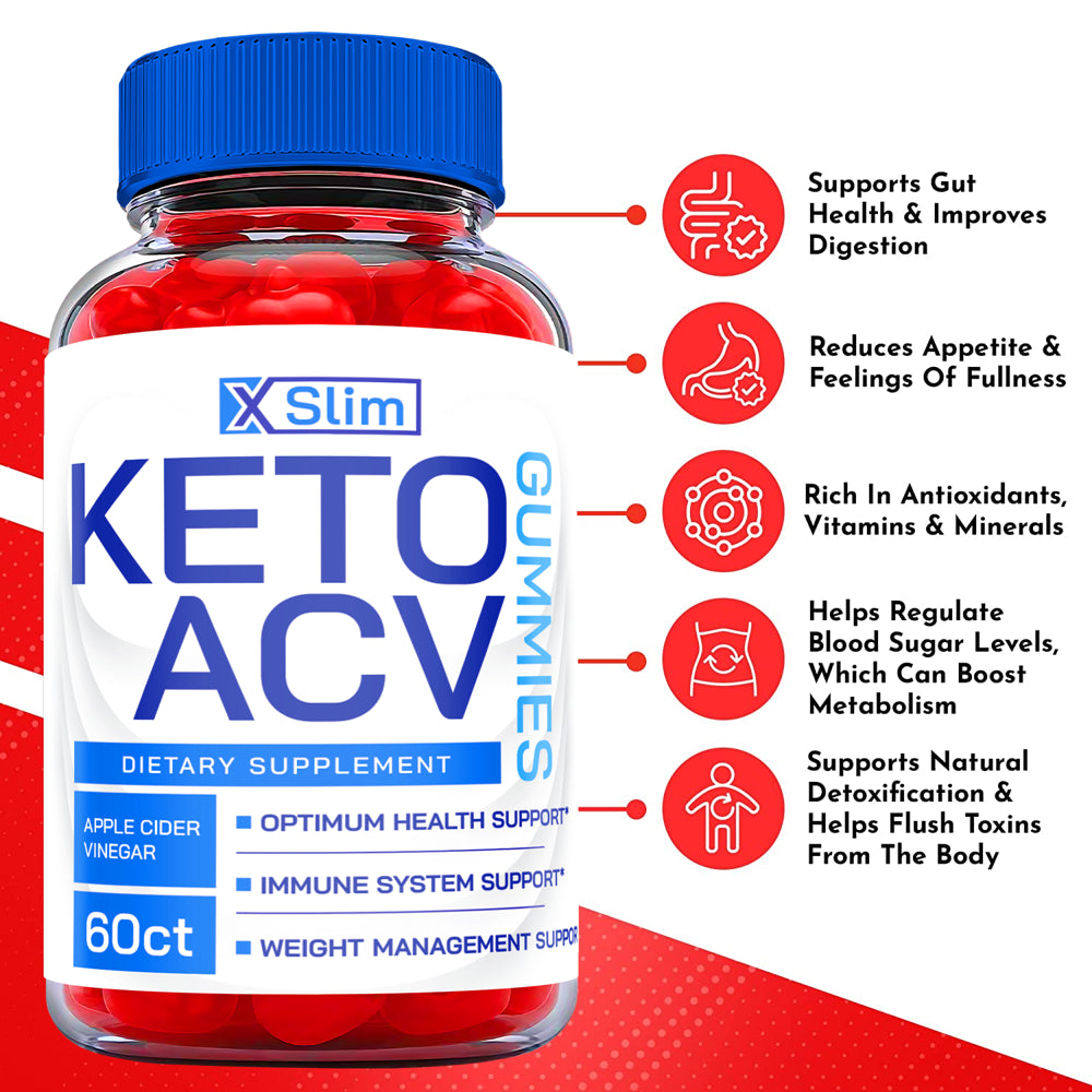 (1 Pack) X Slim Keto ACV Gummies - Supplement for Weight Loss - Energy & Focus Boosting Dietary Supplements for Weight Management & Metabolism - Fat Burn - 60 Gummies