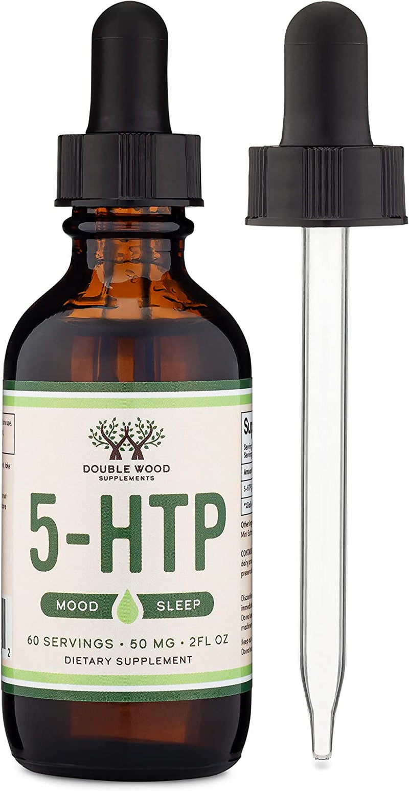 5HTP Liquid Drops - More Absorbable and Effective than 5 HTP Capsules (60 Servings of 50Mg 99%+ 5-HTP) Serotonin Supplement for Mood, Sleep, and Relaxation (Manufactured in the USA) by Double Wood